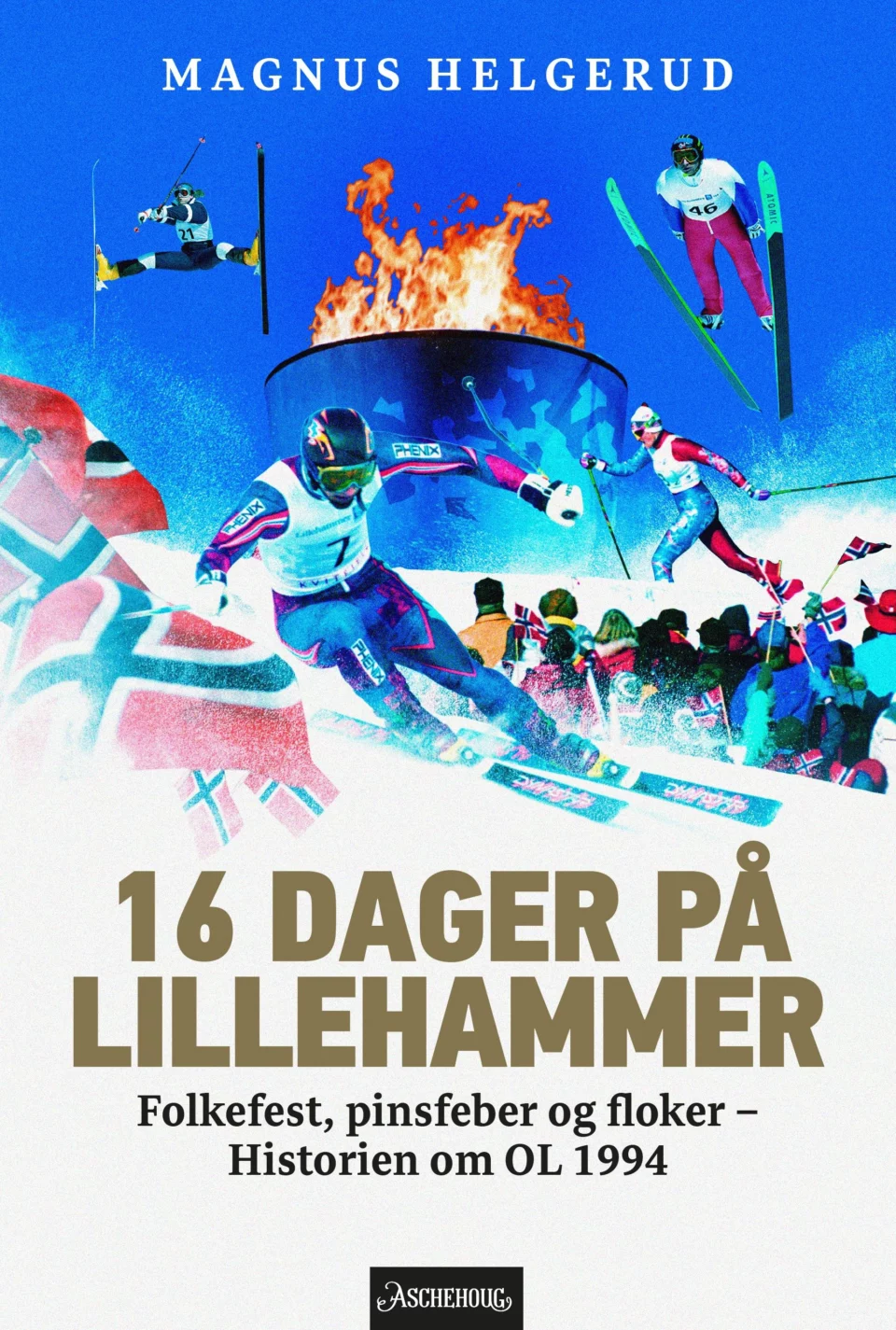 Omslaget til Magnus Helgeruds bok 16 dager på Lillehammer